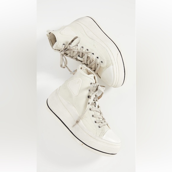 R13 HighTop Sneakers - Ecru Convas - 9 - Picture 4 of 16